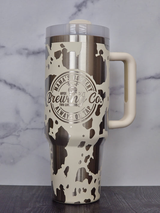 Mama's Boobery Brewing Co Stanley 40 Oz and 30 Oz Quencher 2.0 | floral sunflower wrap| Full wrap engraved Stanley | Pregnancy Gift| New Moms| Hydrate