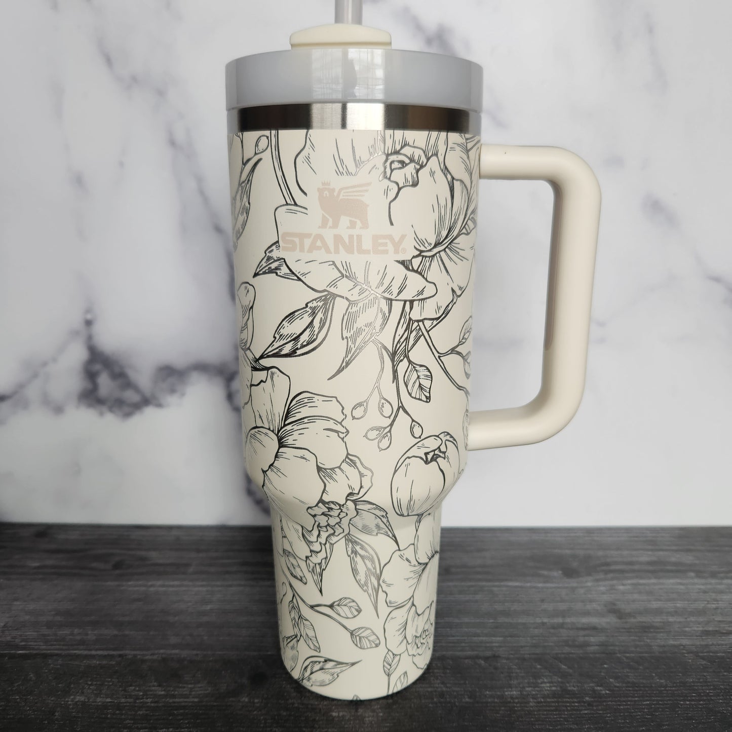 Peony Engraved Tumbler 30 Oz Quencher