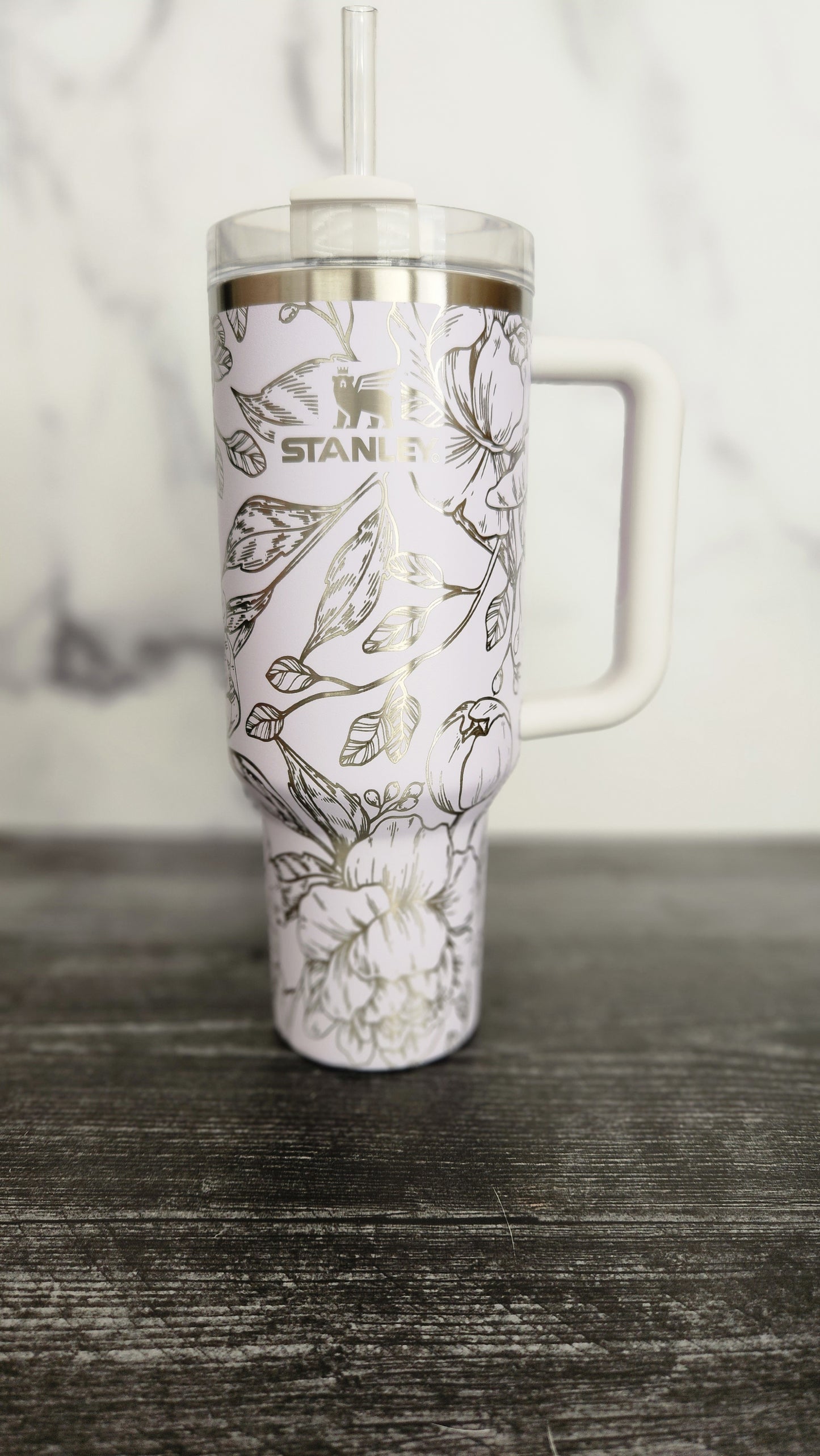Peony Engraved Tumbler 40 Oz Quencher