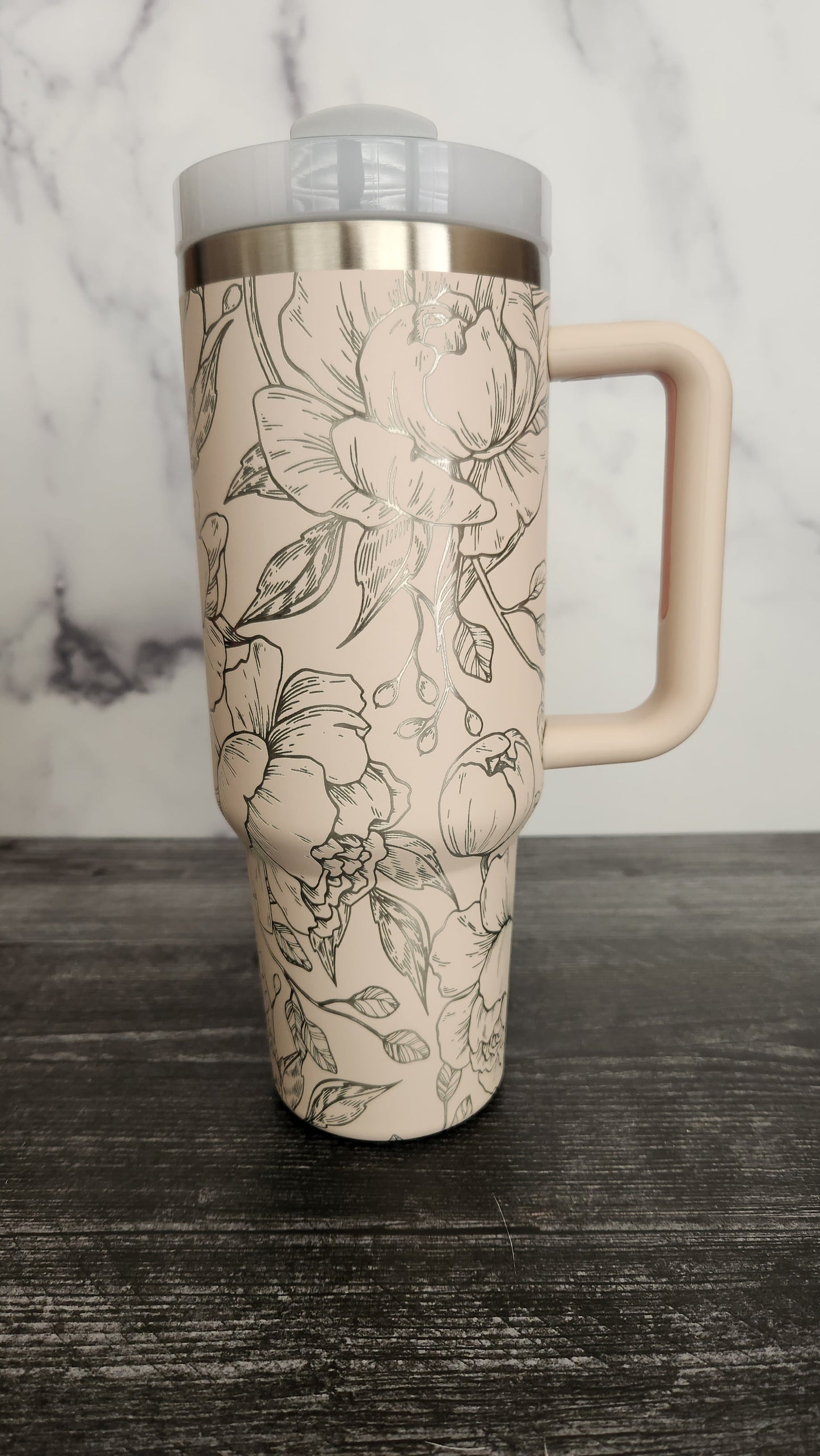 Peony Engraved Tumbler 30 Oz Quencher